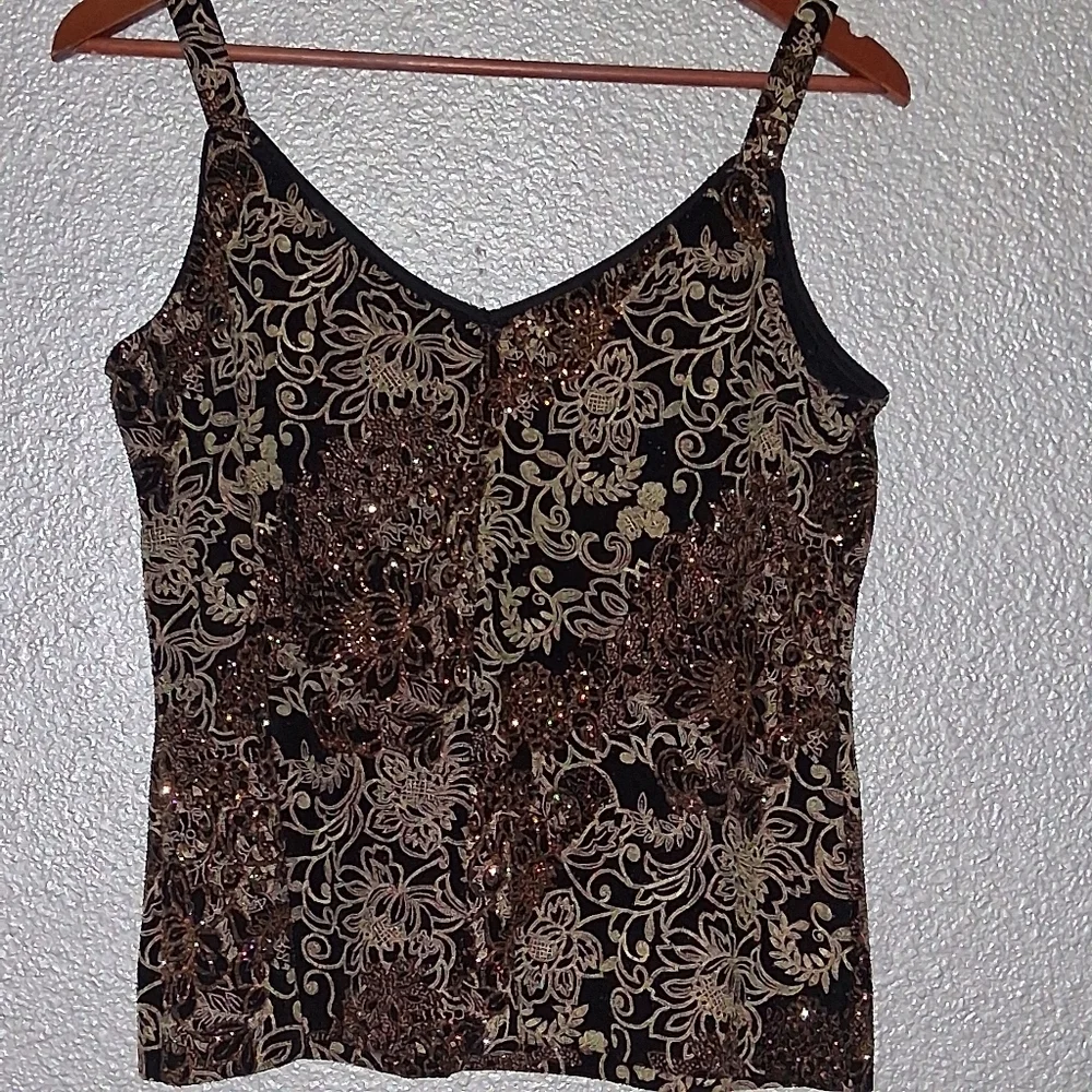Vintage Alex Evenings Formal Black & Gold Top